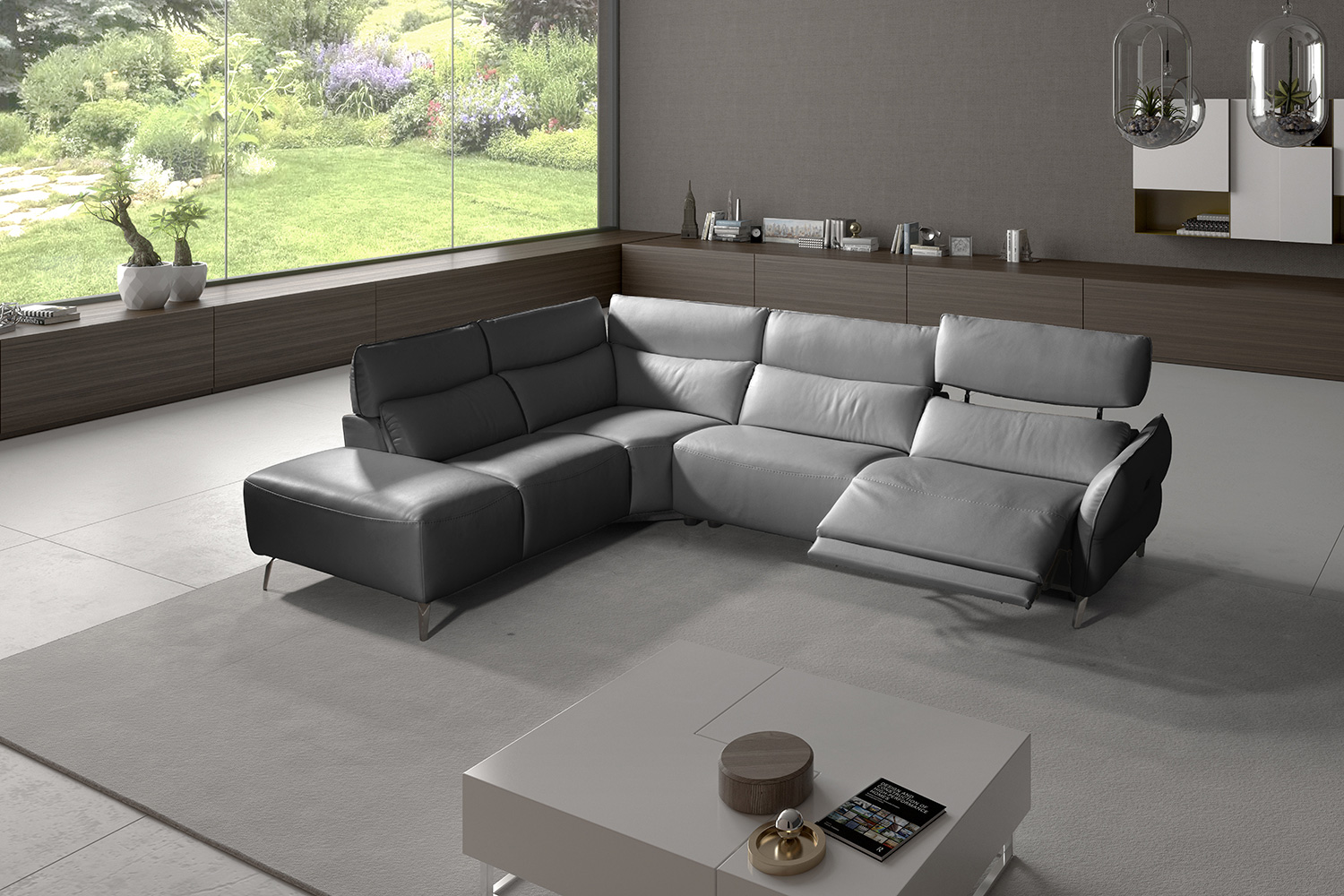 Bellini Rimini Sectional - Dark Gray, Left Hand Facing