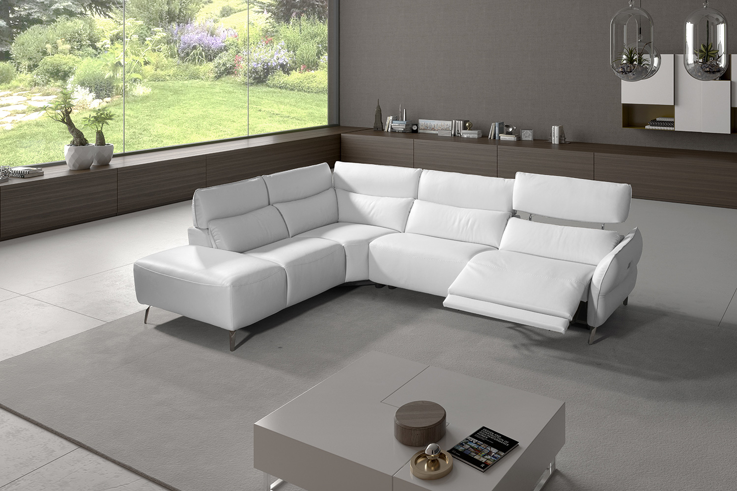 Bellini Rimini Sectional - White, Left Hand Facing