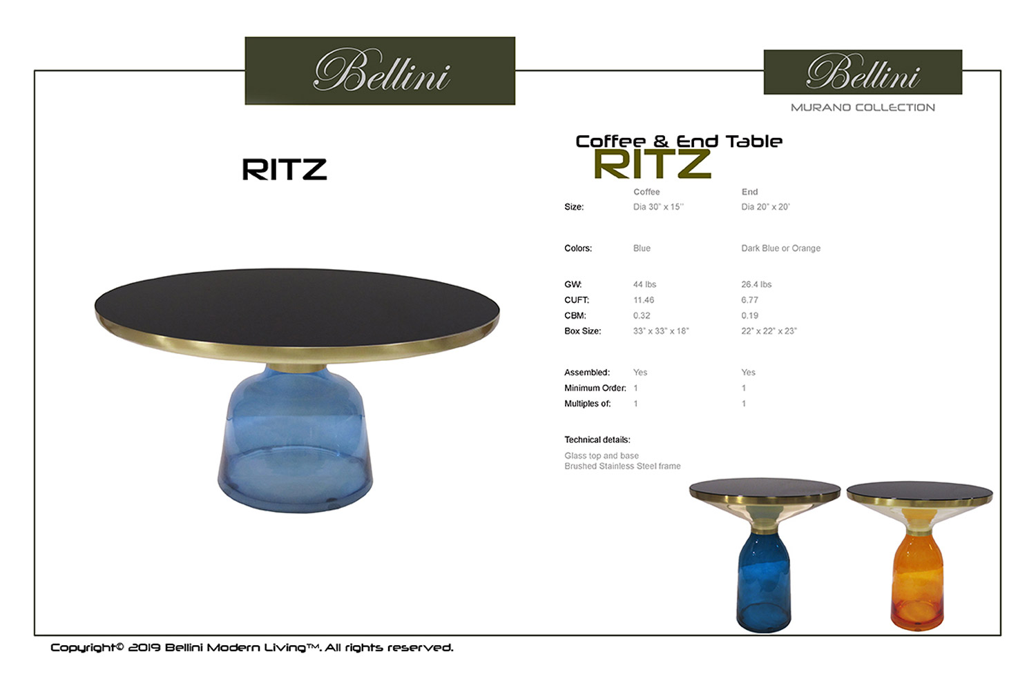 Bellini - Ritz Coffee Table in Blue