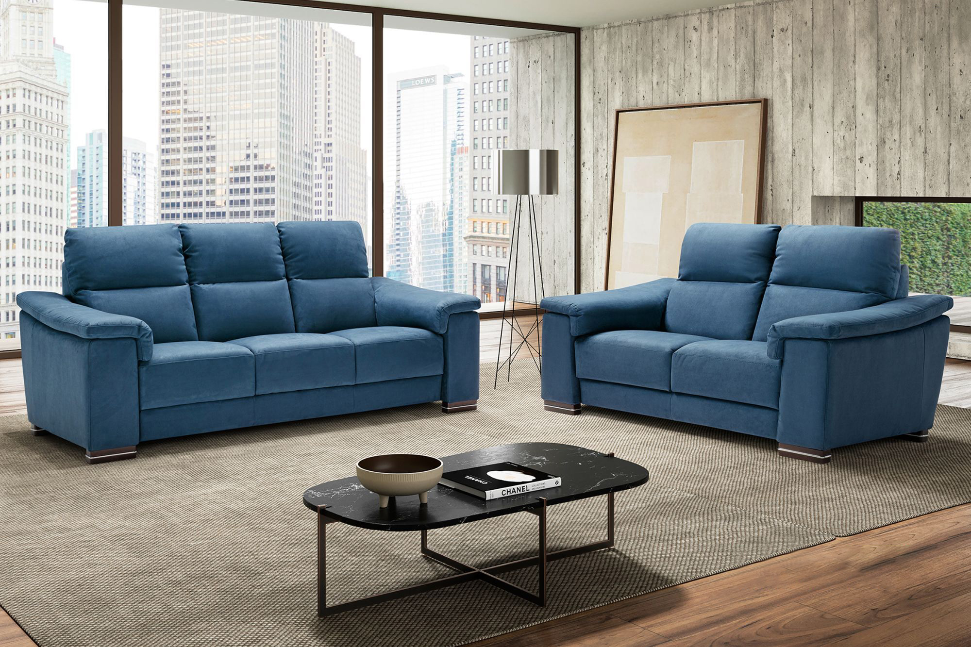 Bellini - Sicilia Loveseat in Dark Blue