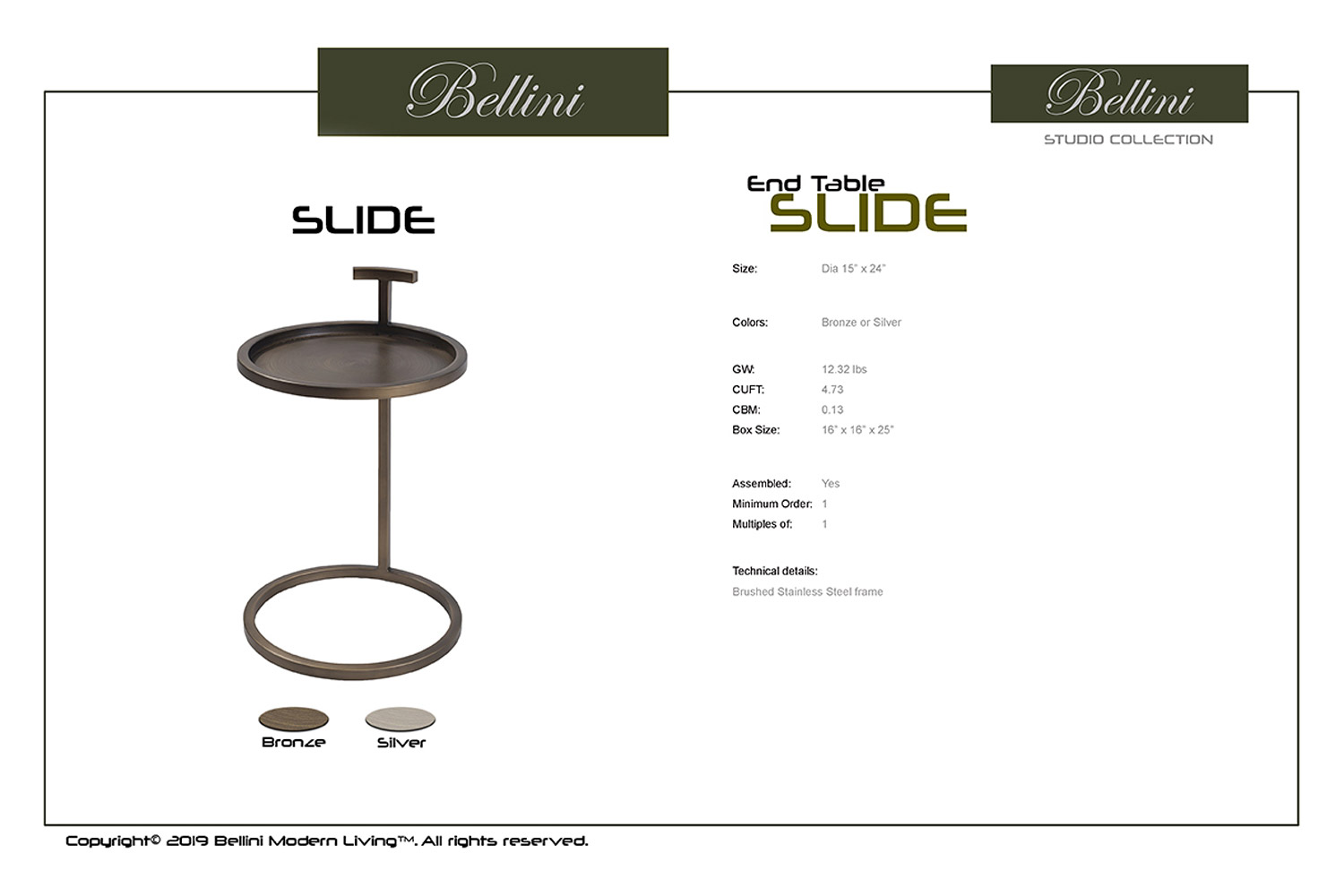 Bellini - Slide End Table