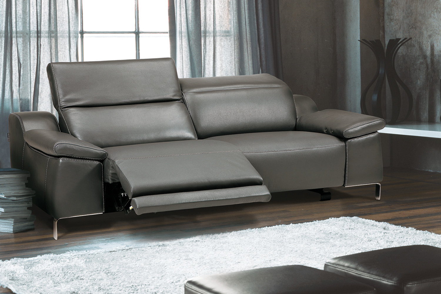 Bellini - Sofia Power Motion Sofa in Dark Gray