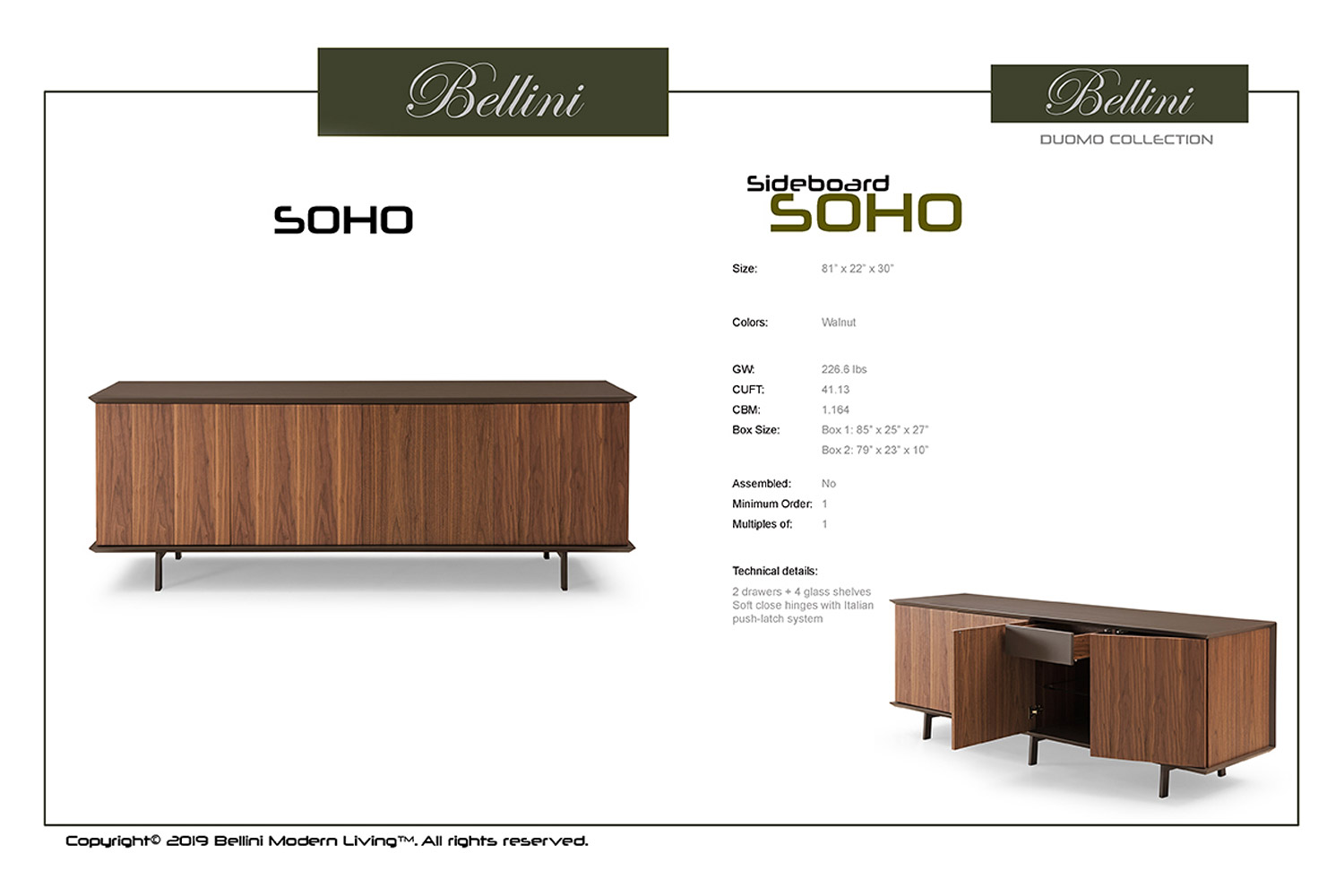 Bellini - Soho Sideboard in Walnut