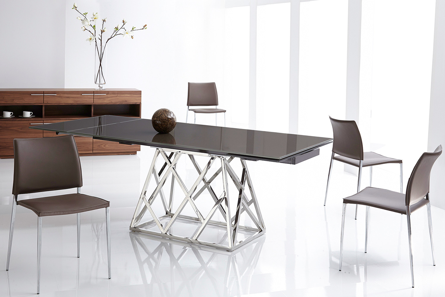 Bellini - Twist Dining Table Base Only in Silver