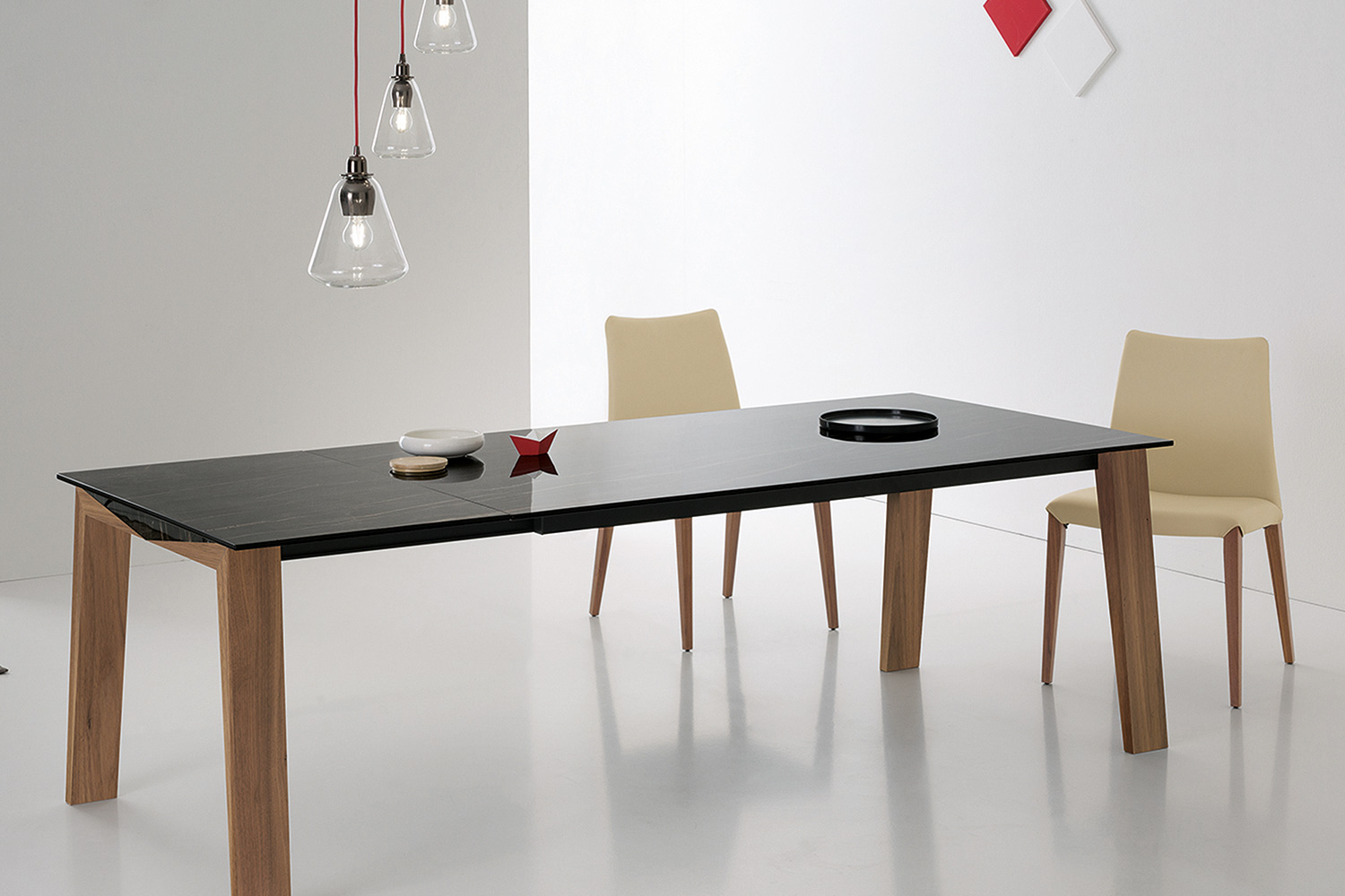 Bellini - Unico Extension Dining Table in Black/Walnut