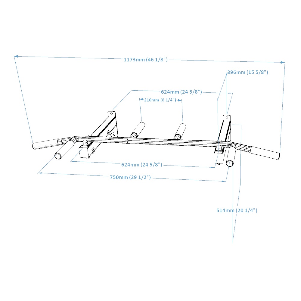 BenchK PB2B Fixed Steel 6-grip Pull-Up Bar - Black