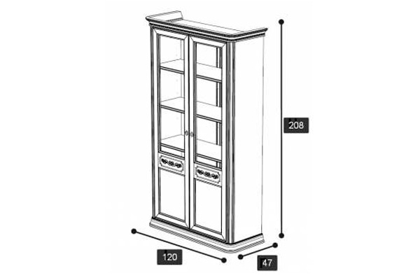 Camelgroup Torriani Bookcase with 2 Wooden Doors and 5 Glass Shelves - Walnut