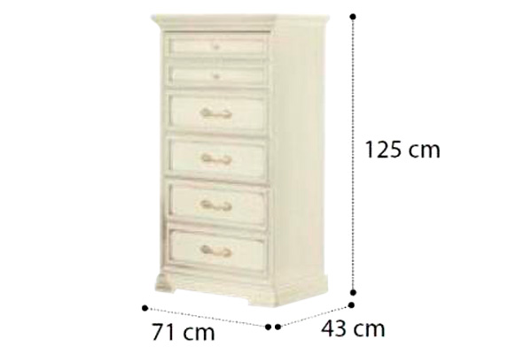 Camelgroup Torriani Night 6 Drawer Chest - Ivory