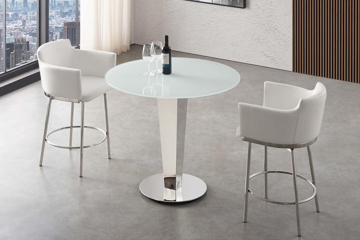 Casabianca Enzo 39 Counter Table - White, Stainless Steel