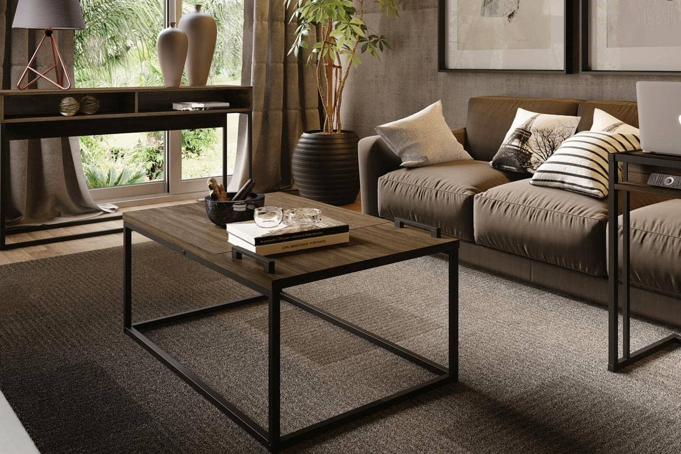 Casabianca Noa Coffee Table with Storage - Dark Oak, Chipboard