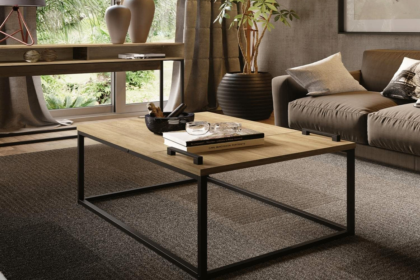 Casabianca Noa Coffee Table with Storage - Oak, Chipboard