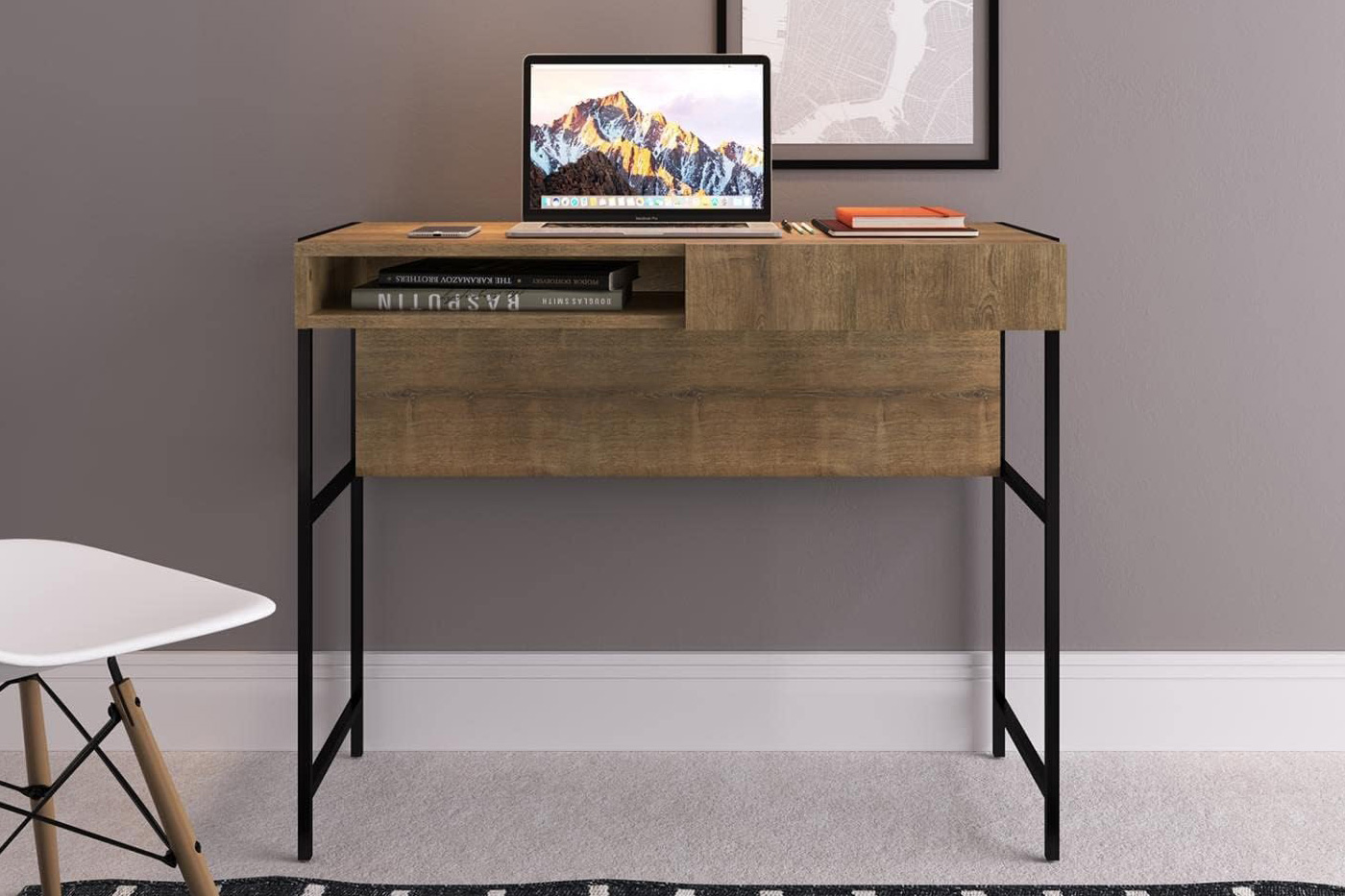 Casabianca - Clark Office Desk with Storage in Walnut, Chipboard