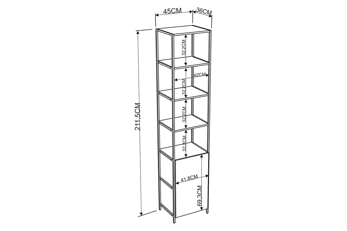 Casabianca - Clark Bookcase in Walnut, MDF