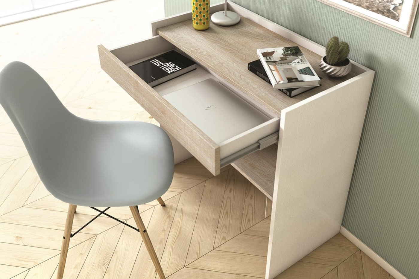 Casabianca - Lulu Office Desk with Storage in Light Oak, MDF