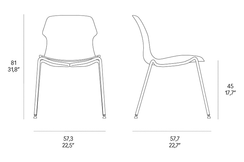 Casamania™ Stereo Stackable Polypropylene Chair Frontally Upholstered - Faux Leather