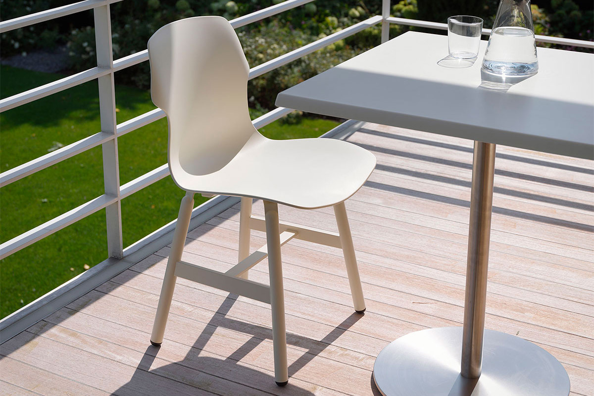 Casamania™ T1 Outdoor Bistrot Square Cafe Bar Table - White HPL Top and Structure