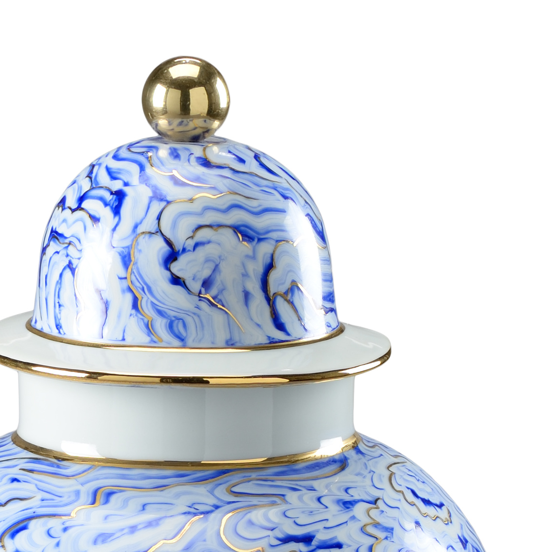 Chelsea House Marbleized Covered Urn - Blue, Large