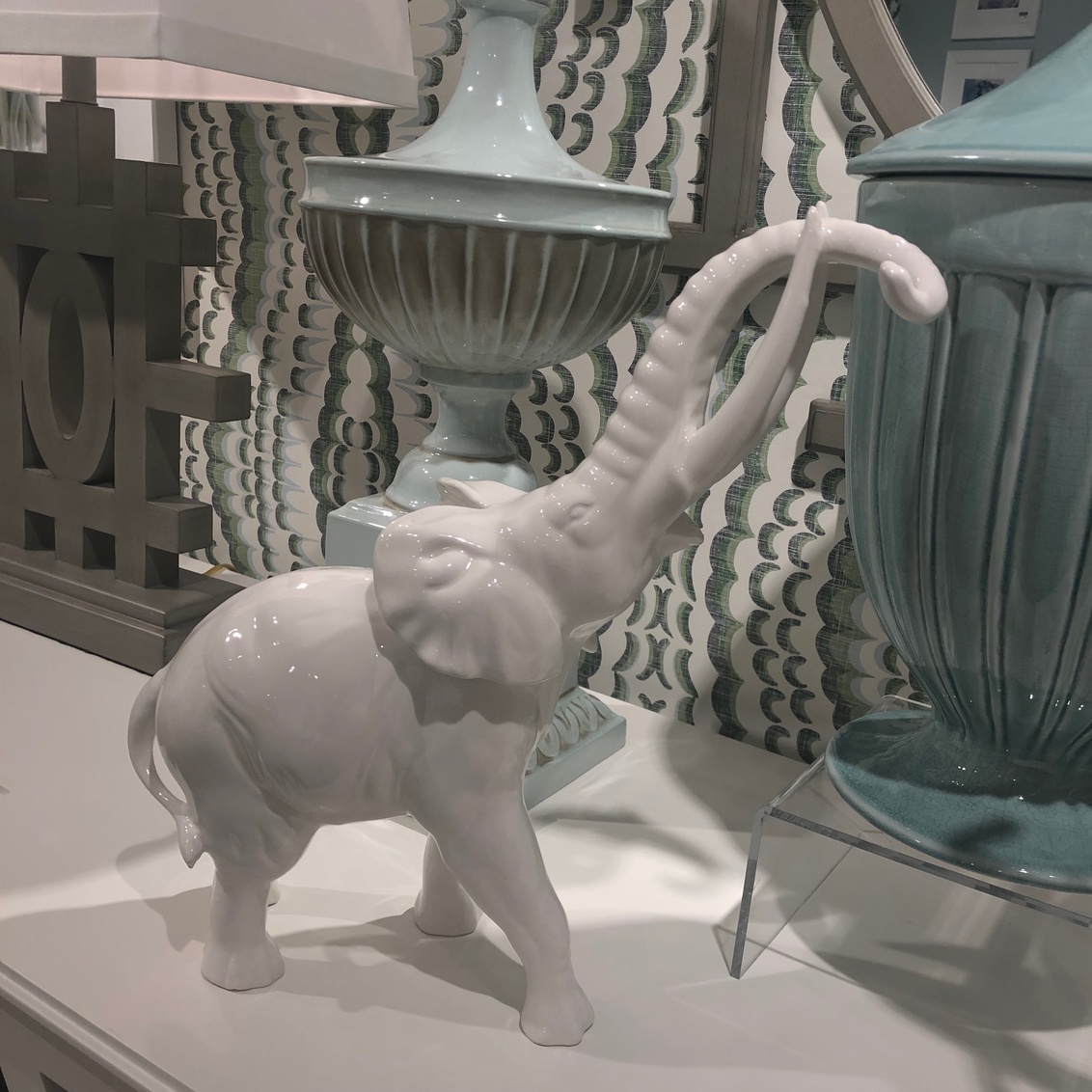 Chelsea House - Large Elephant in Hand Made/White