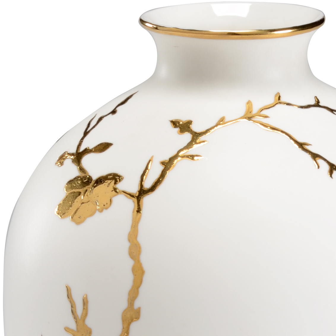 Chelsea House - Nanshan Vase in Matte White/Metallic Gold