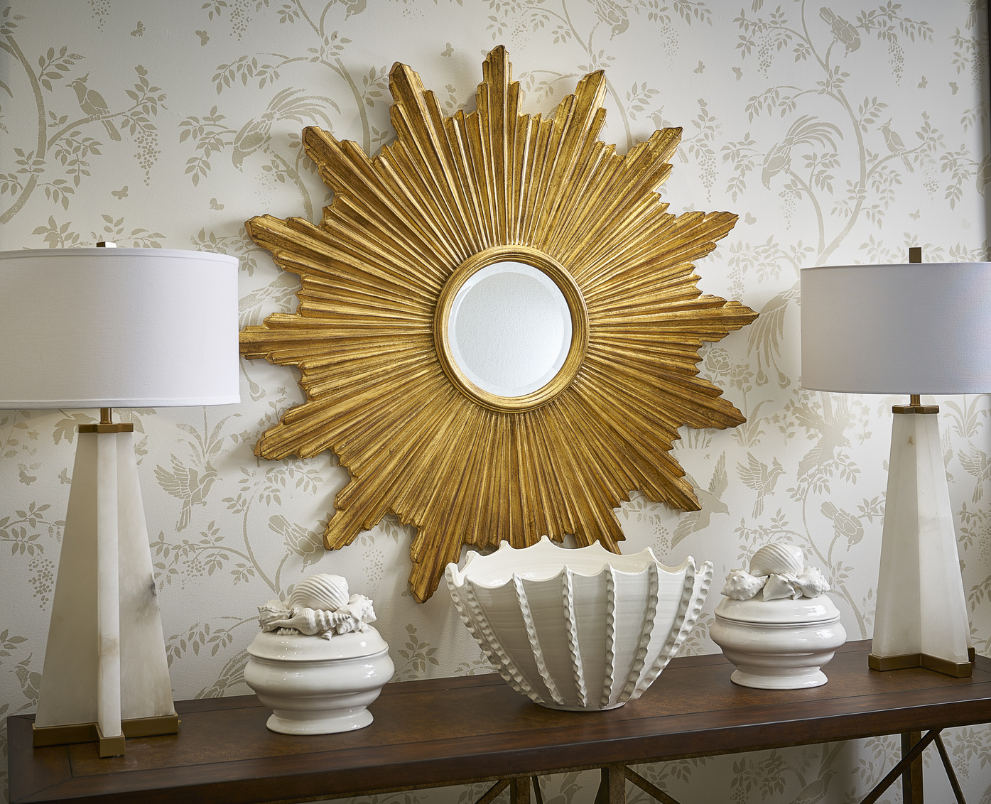 Chelsea House - Starburst Mirror in Antique Gold/Clear