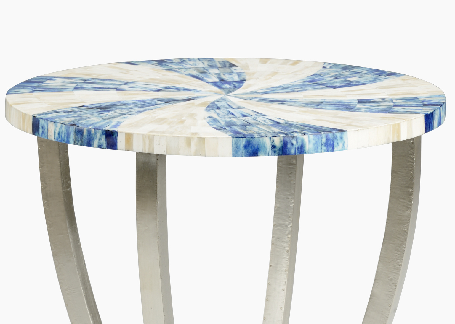 Chelsea House - Swirl Side Table in Cream/Blue, Wood/Bone