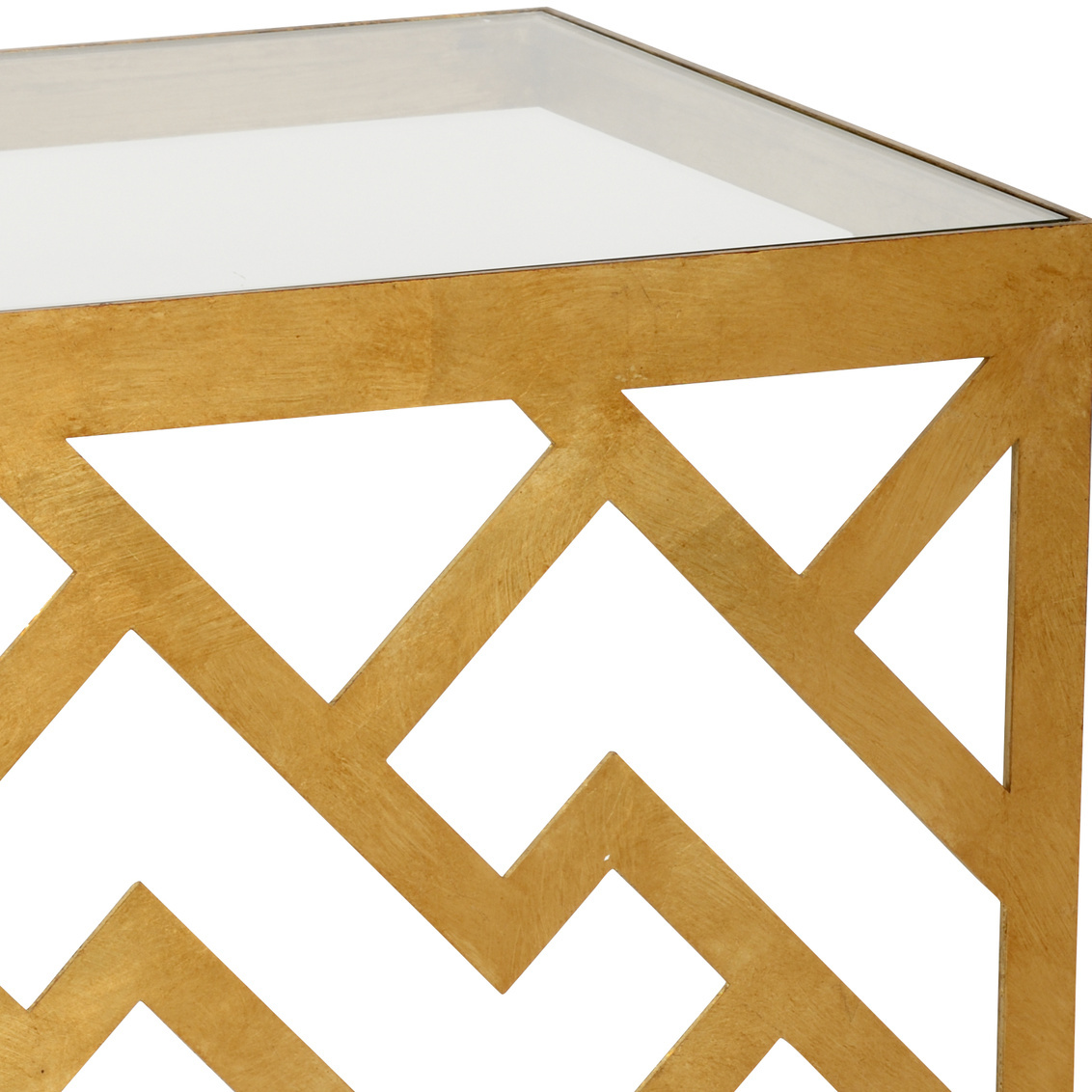 Chelsea House - Taormina Side Table in Antique Gold/Clear