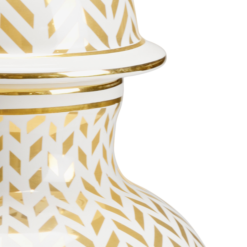 Chelsea House - Herringbone Vase in Cream/Metallic Gold