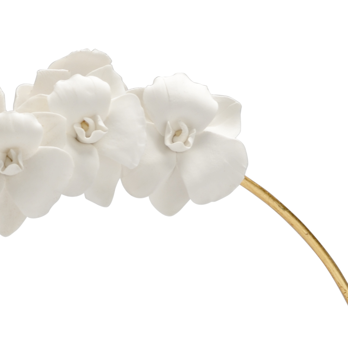 Chelsea House - Large Orchid On Stand in Antique Gold Leaf/Matte White