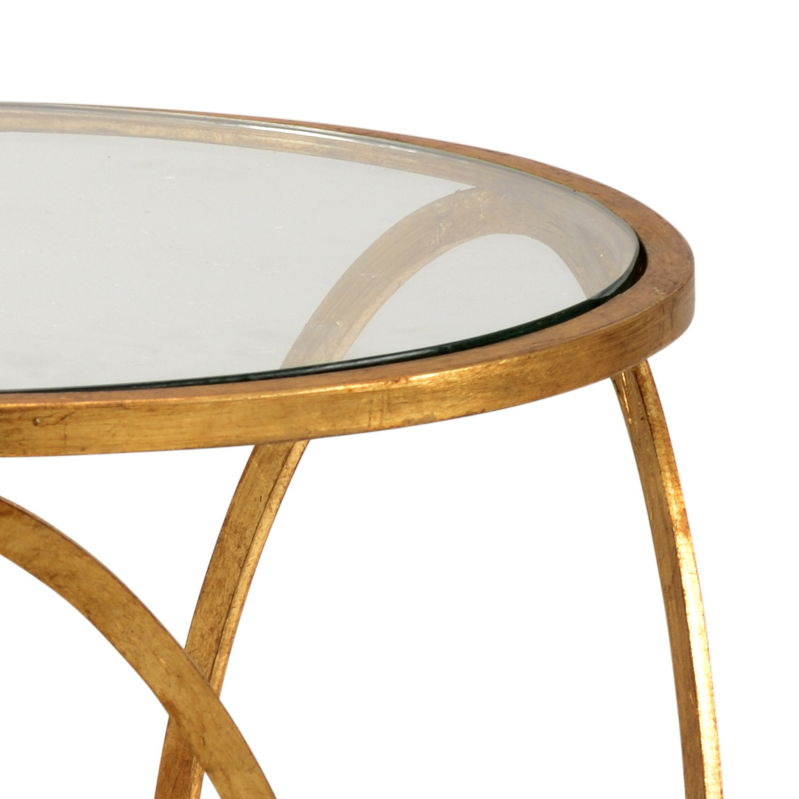 Chelsea House - Ring Side Table in Antique Gold Leaf/Clear