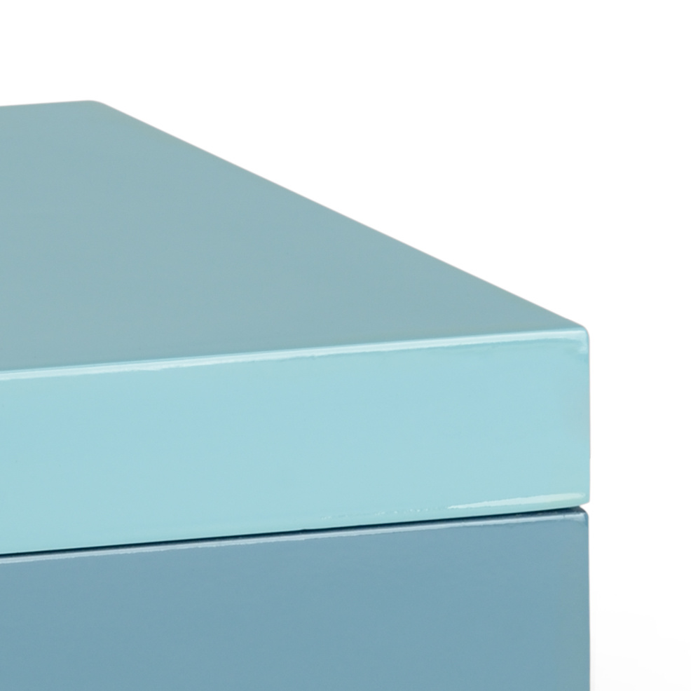 Chelsea House - Box Poufs with Gold Legs in Aqua Blue/Gray