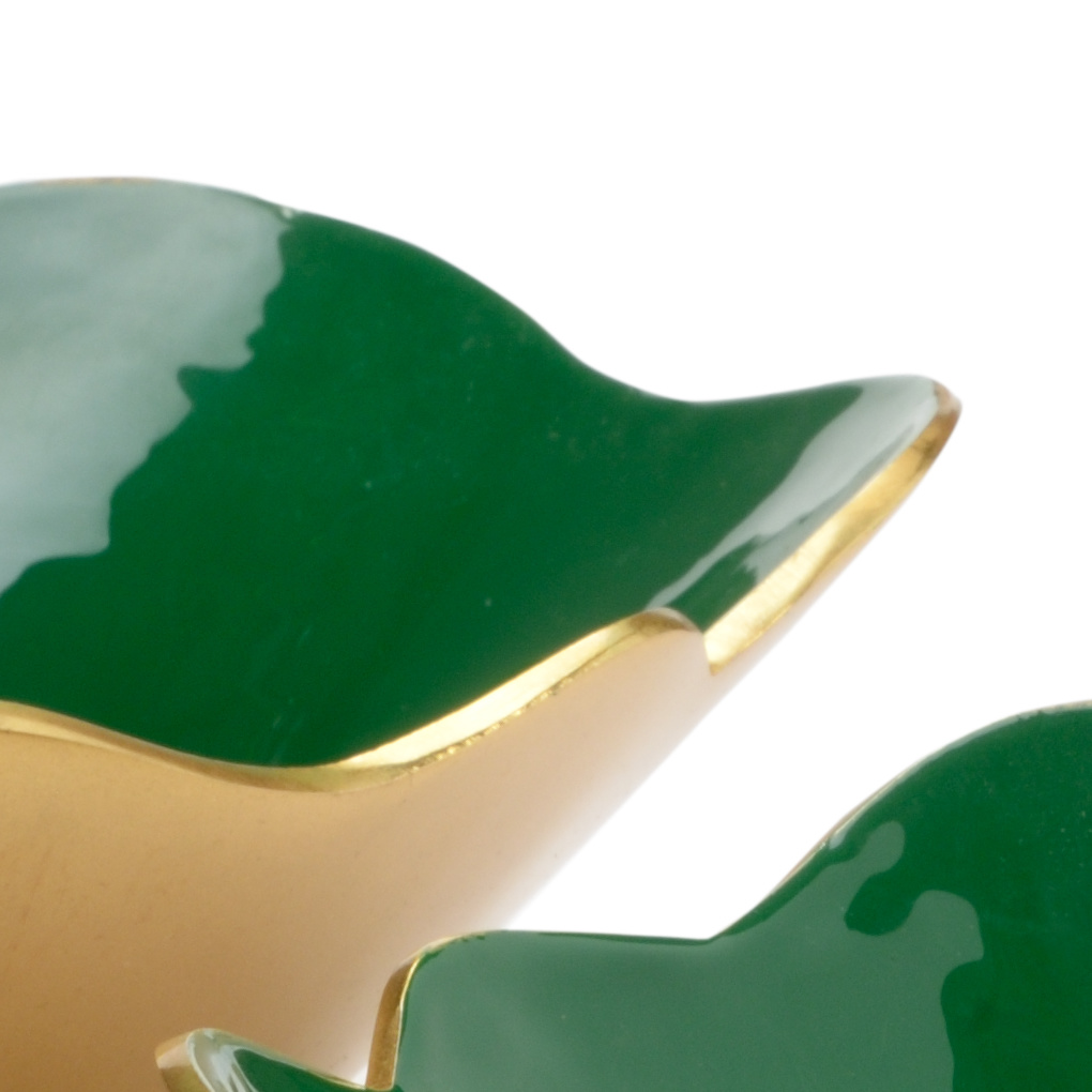 Chelsea House - Emerald Enameled Bowls (S3) in Emerald Green/Metallic Gold