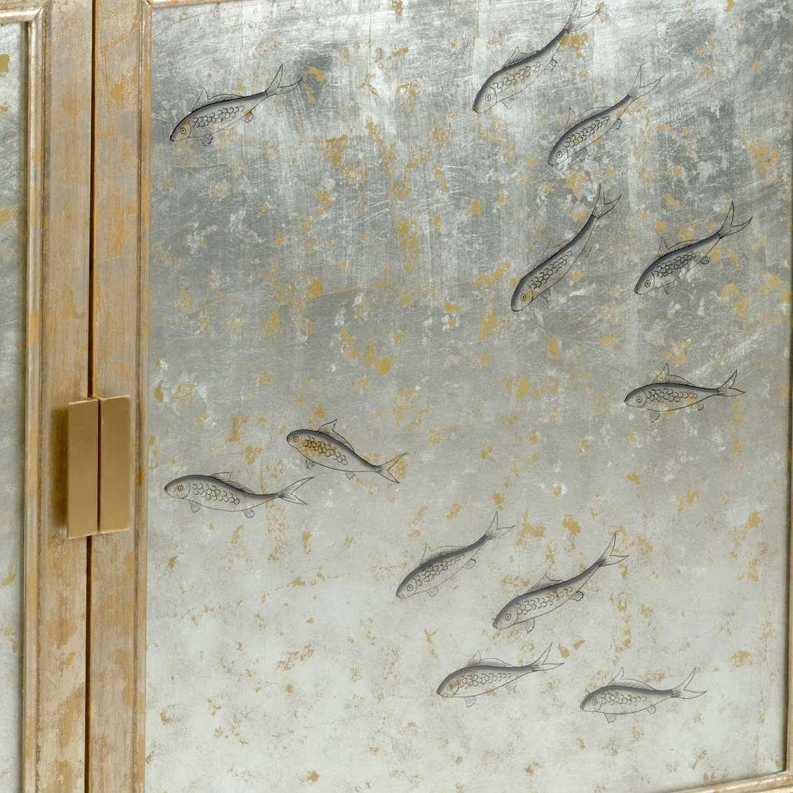 Chelsea House - Chinoiserie Cabinet Fish in Walnut/Silver Leaf