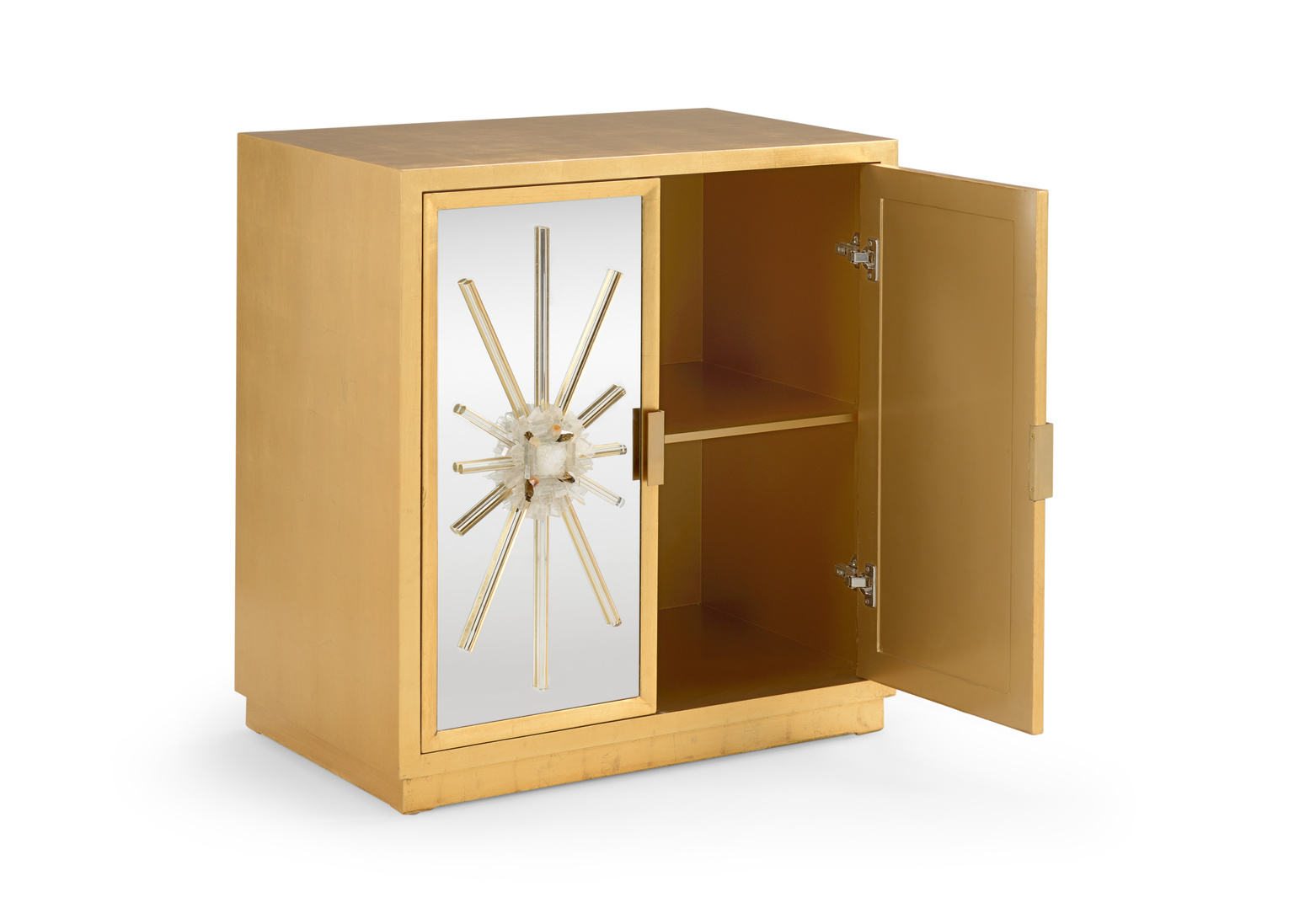 Chelsea House - Starburst Cabinet in Antique Gold/Clear/Natural