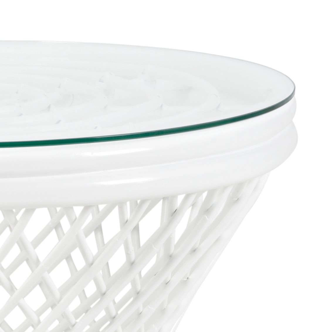 Chelsea House - Rattan Side Table in Matte White/Clear/Plain