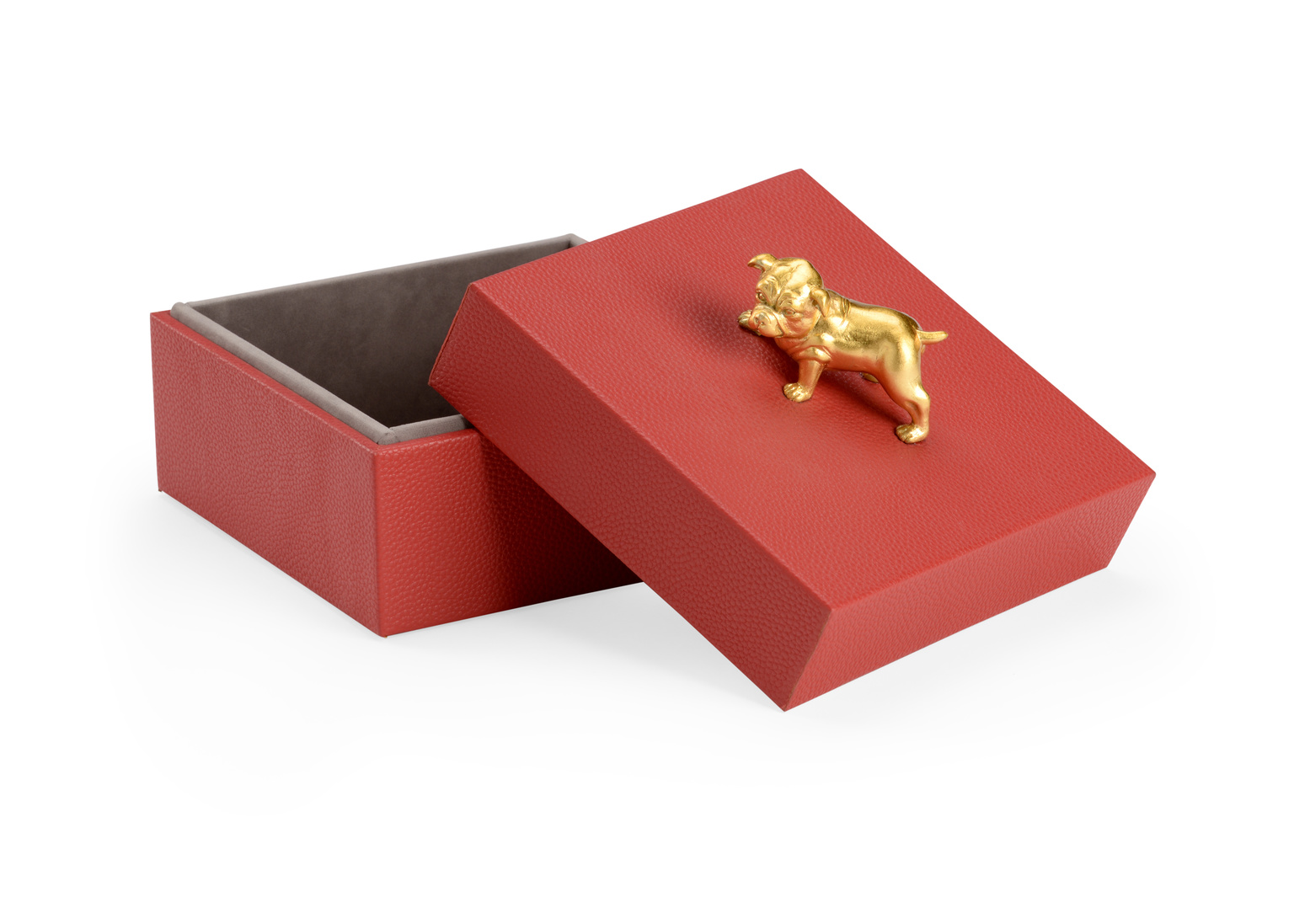 Chelsea House - Bulldog Box in Dark Red/Metallic Gold