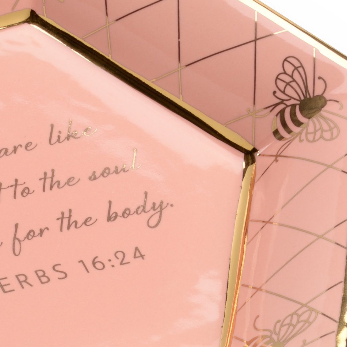 Chelsea House Honeycomb Bee Verse Plate - Coral