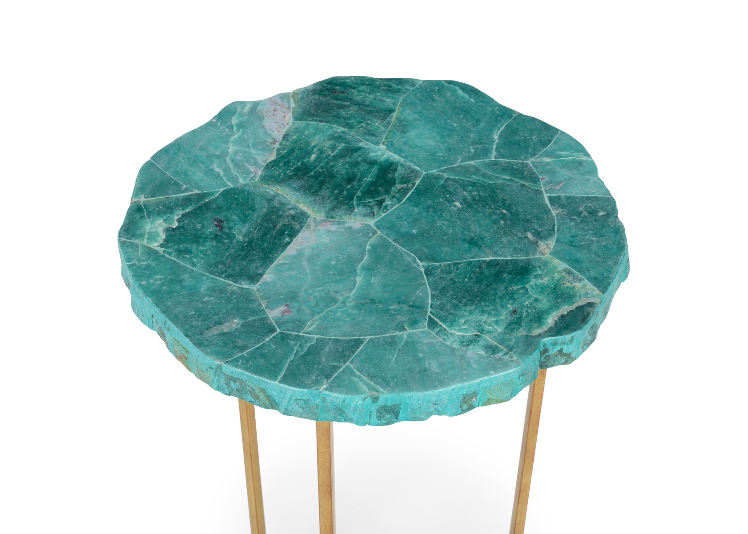 Chelsea House - Jade Accent Table in Antique Gold/Natural Green