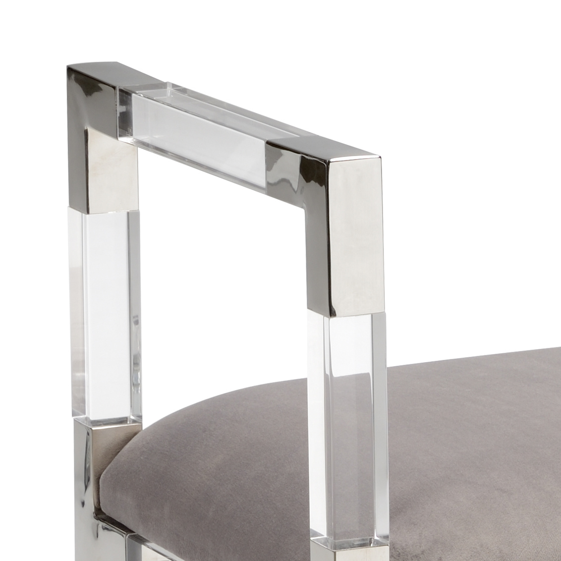 Chelsea House Master Suite Bench - Clear/Polished Nickel/Gray