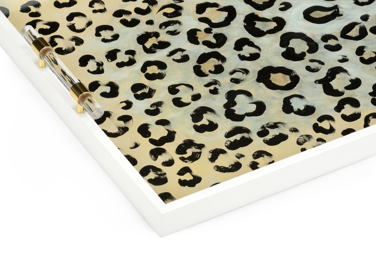 Chelsea House - Leopard Patterned Tray in White/Leopard