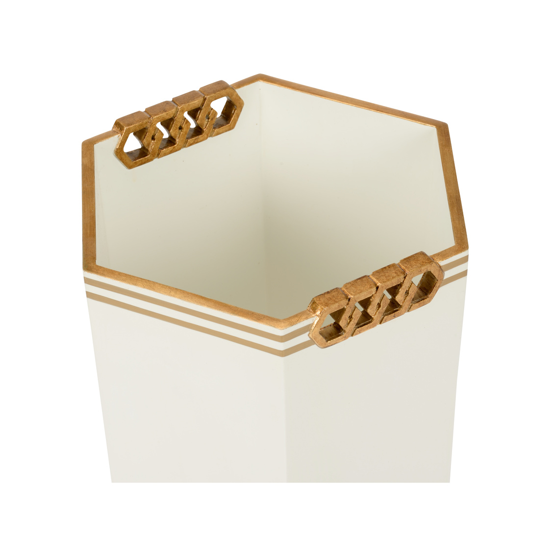 Chelsea House Oliver Wastebasket - White/Gold