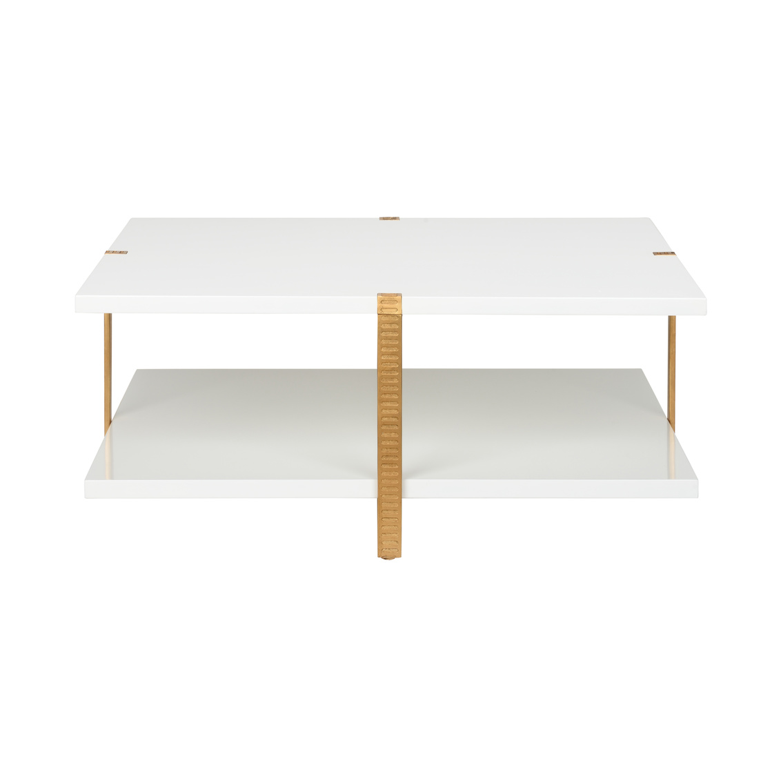 Chelsea House - Ribbed Cocktail Table in White/Antique Gold