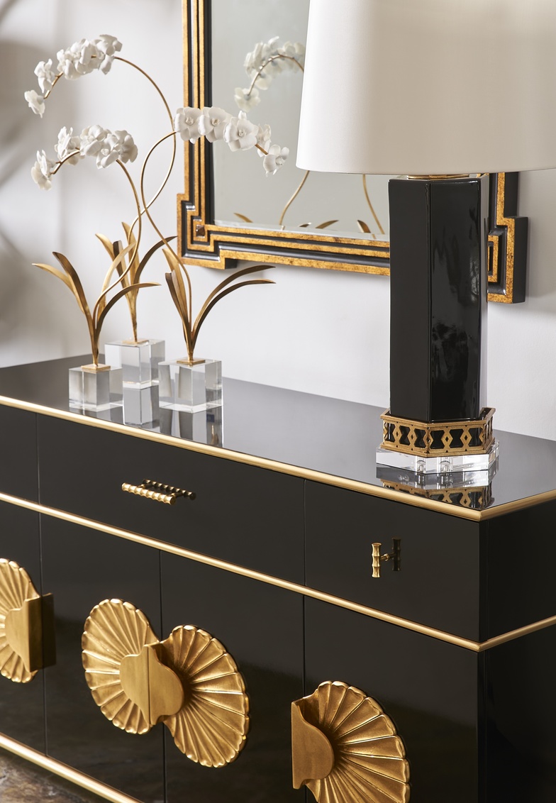 Chelsea House - Palm Beach Buffet Cabinet in Gloss Black/Metallic Gold