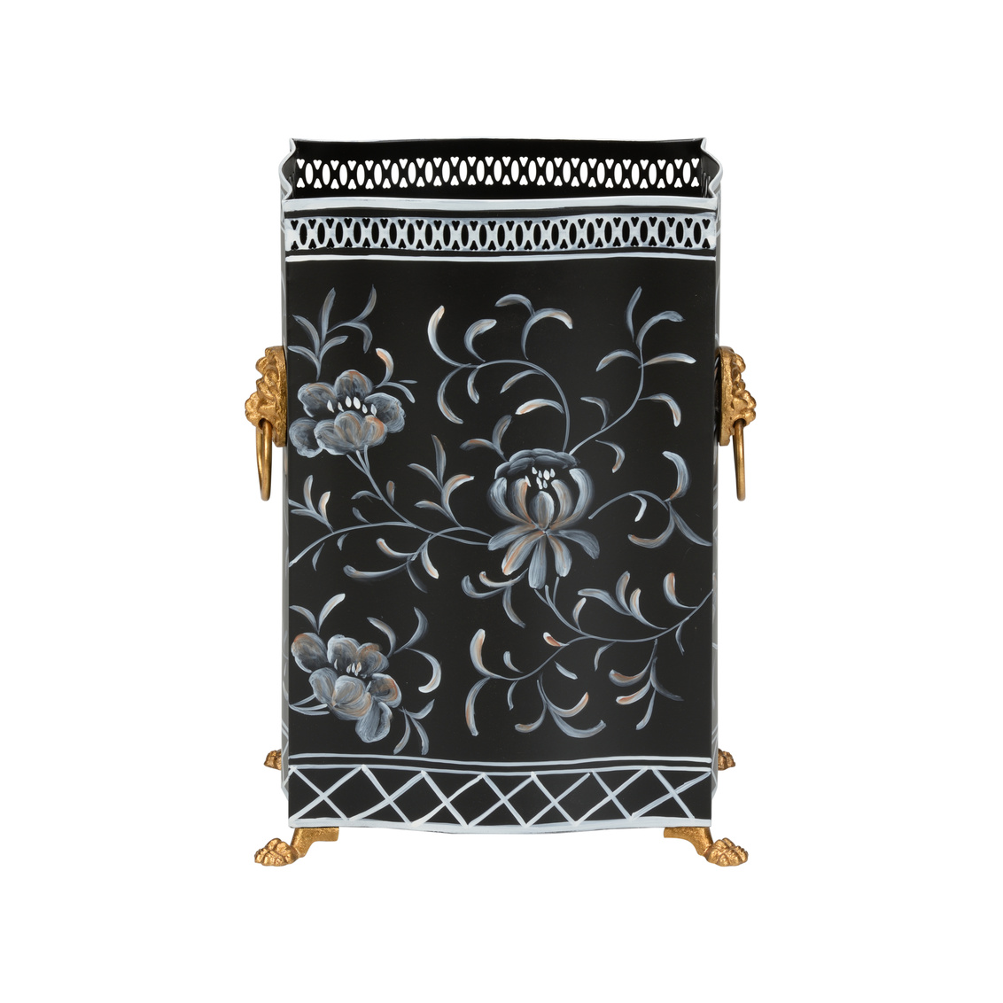 Chelsea House Wastebasket - Black/White/Gold