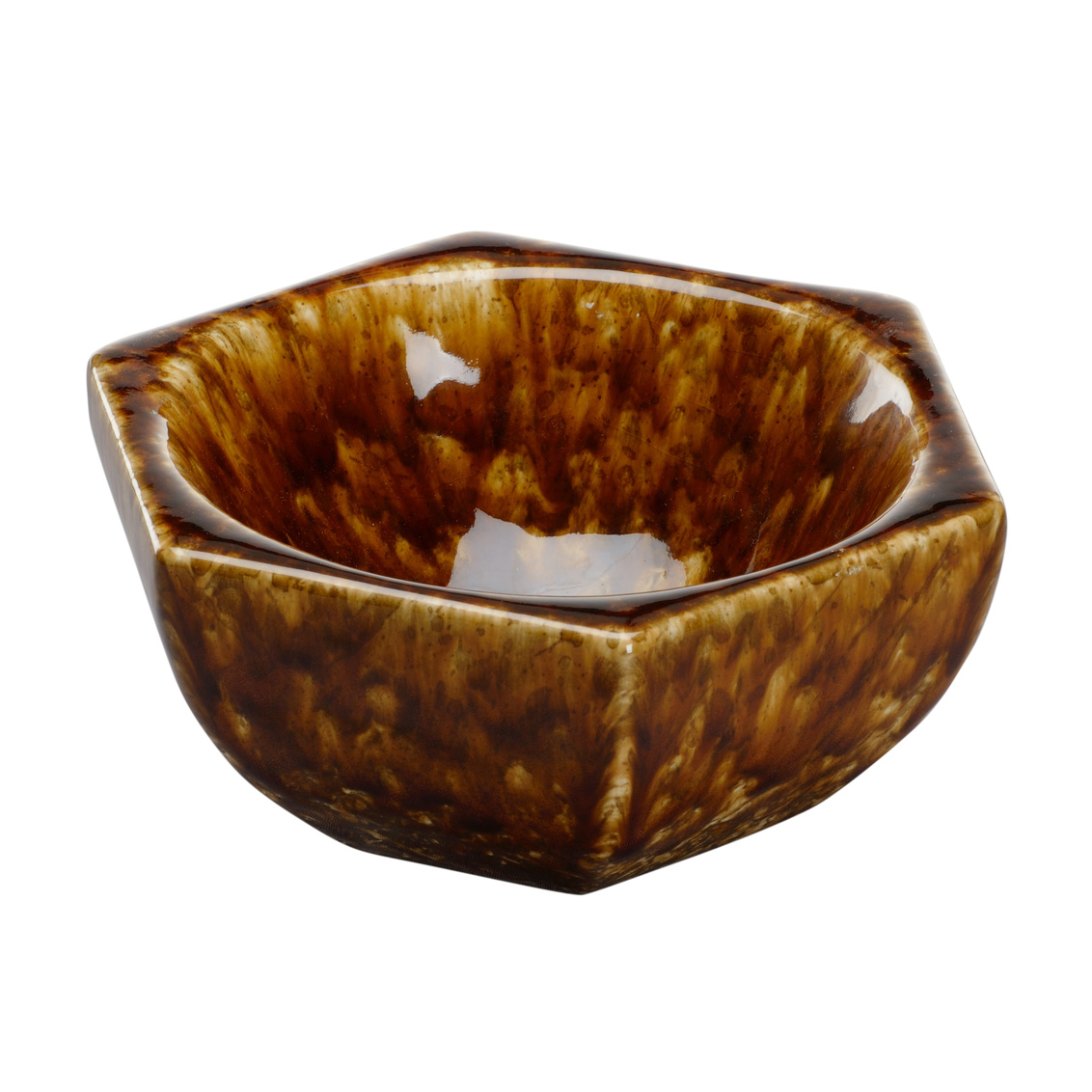 Chelsea House - Tortoise Hexagonal Bowl in Mottled Brown, Ceramic