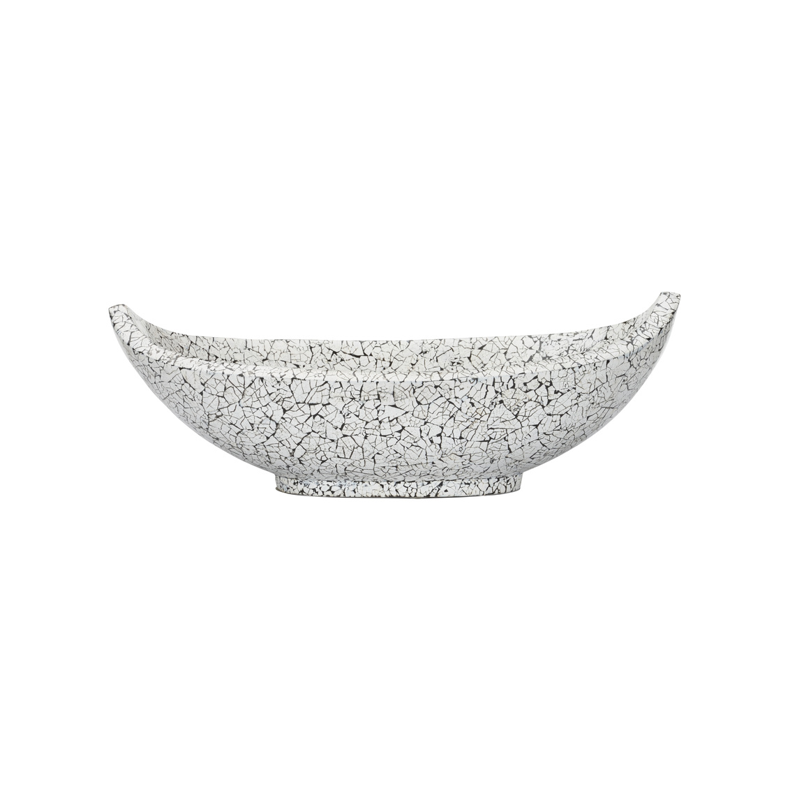 Chelsea House Crackled Long Bowl - Black/White