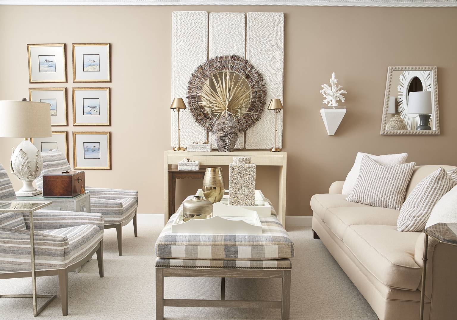 Chelsea House - Sand Piper VI with White Mat in Antique Gold