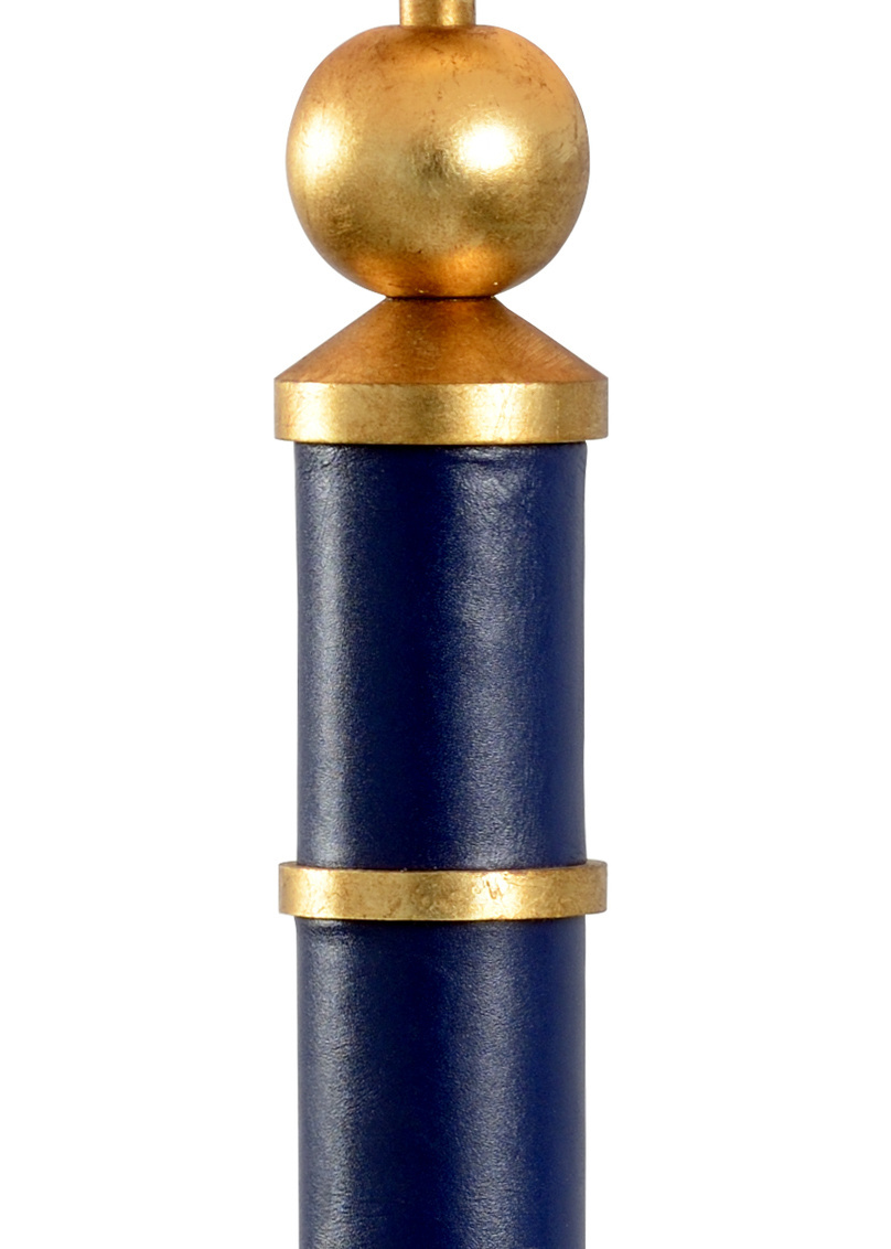 Chelsea House Leather Lamp - Antique Gold Leaf/Navy Blue