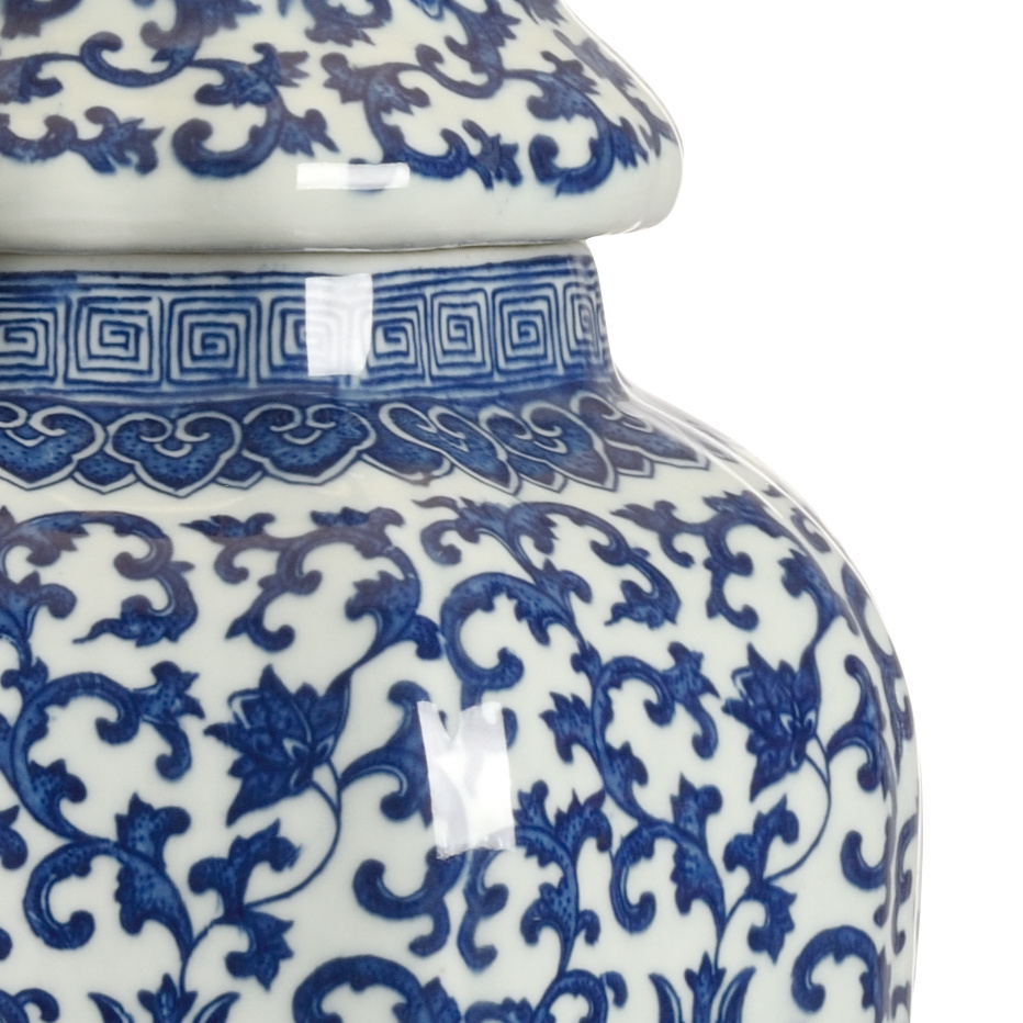 Chelsea House - Tower Vase Lamp in Blue/White