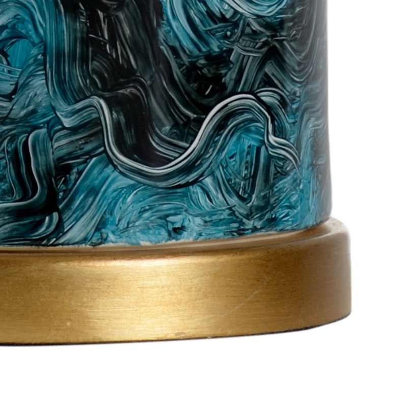 Chelsea House - Malachite Cylinder Lamp in Hand Painted