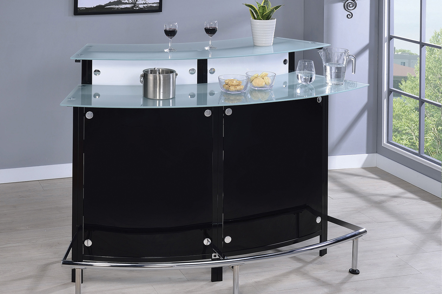 Coaster - Glass Top Bar Unit in Black